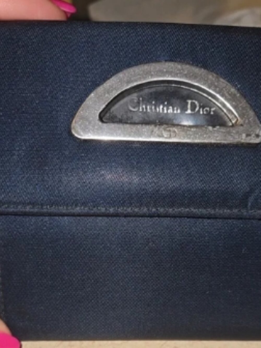 Cute Dior compact wallet Navy blue